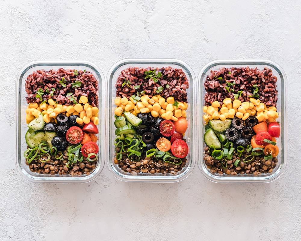 Healthy food with nutritional information